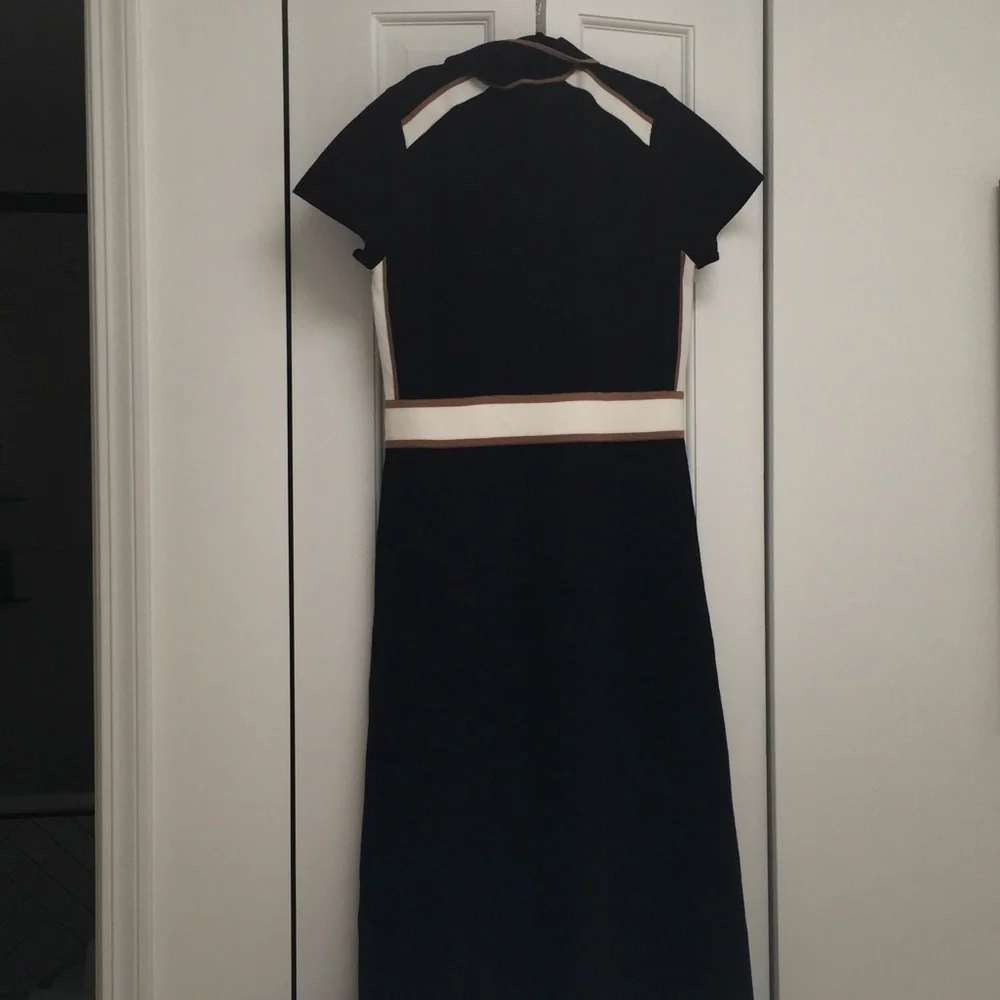 NWT! ME+EM Collared Contrast-Stripe Merino Wool-Blend Maxi Dress - Picture 6 of 6